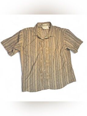 Franky Max Y2K Embroidered Striped Button-Down Shirt Men's 2X Indie Retro Skater